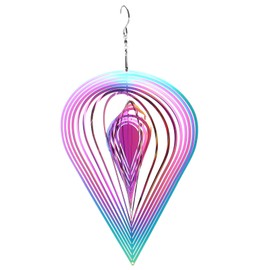 HARFINGTON Wind Spinner Pear-Shape 7.87" x 14.96" Stainless Steel Reflectors Wind Chimes for Outdoor Devices Metal Decorations Keep Birds Away Yard Garden, Blue/Purple