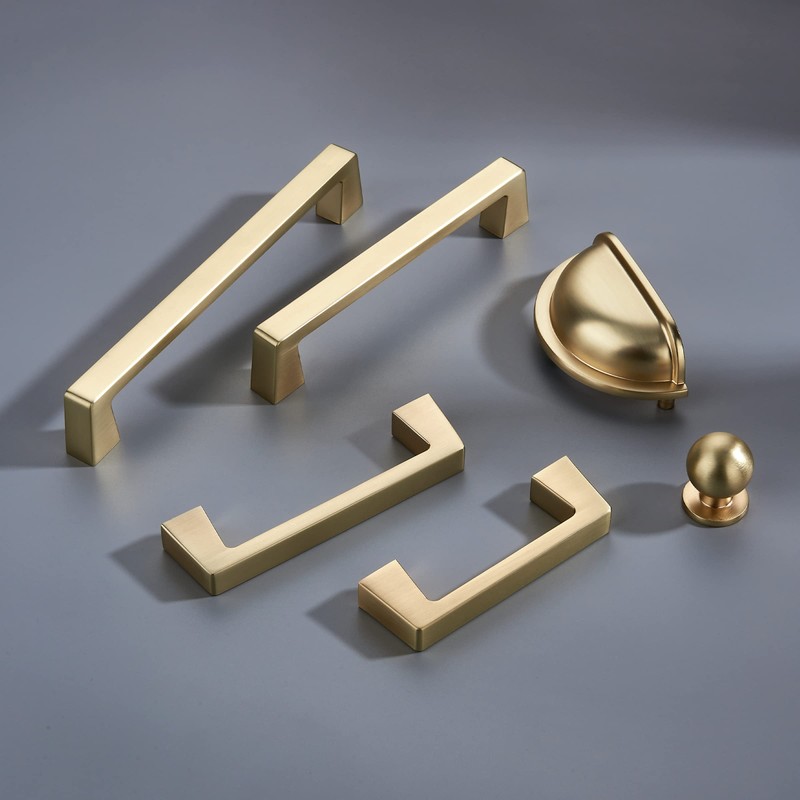 khtumeware 6 Pack 5 Inch(128mm) Kitchen Cabinet Handles Brushed Gold,Brushed