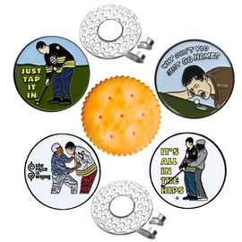 Aikiprety Cracker Golf Ball Marker, Premium Golf Accessories & Funny Golf Gifts for Men Women Golfers (5 Markers & 2 Hat Clips)
