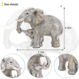 Irayin Elephant Decorative Figures, Elephant Statue, Mum Gift, Elephant Gifts for Women, Decoration for Living Room, Office, Bookcase, Bedroom - Silver