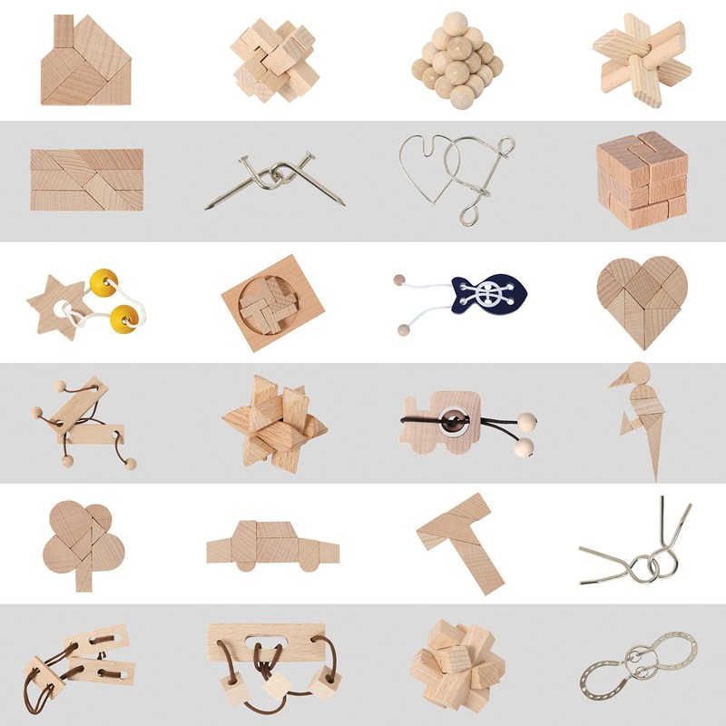 Bartl 112394 Wooden Puzzle Games Set 24 Mini Puzzles, Perfect