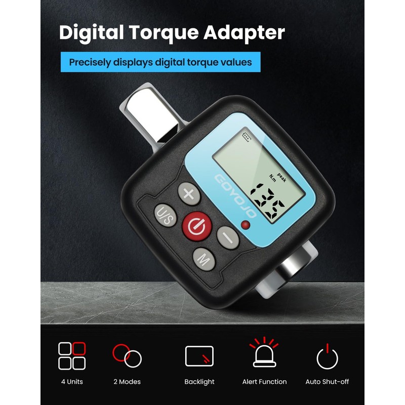 GOYOJO Digital Torque Wrench Set with 1/2" 1/4" 3/8" Adapters