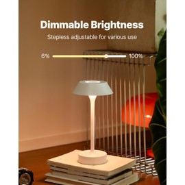 MAGCHARM Elva Portable Table Lamp, Small Cute Cordless Rechargeable Table Lamp, 3W 3-Color Dimmable Touch Bedside Nightstand Lamp for Bedroom Ambient, White