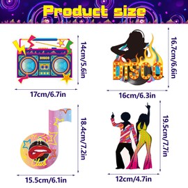 SUNBEAUTY 26 PCS 70s Photo Booth Props Disco Photo Booth Props Vintage Disco Photo Props Groovy Photo Booth Props for 1970s Party Retro Disco Party Decorations