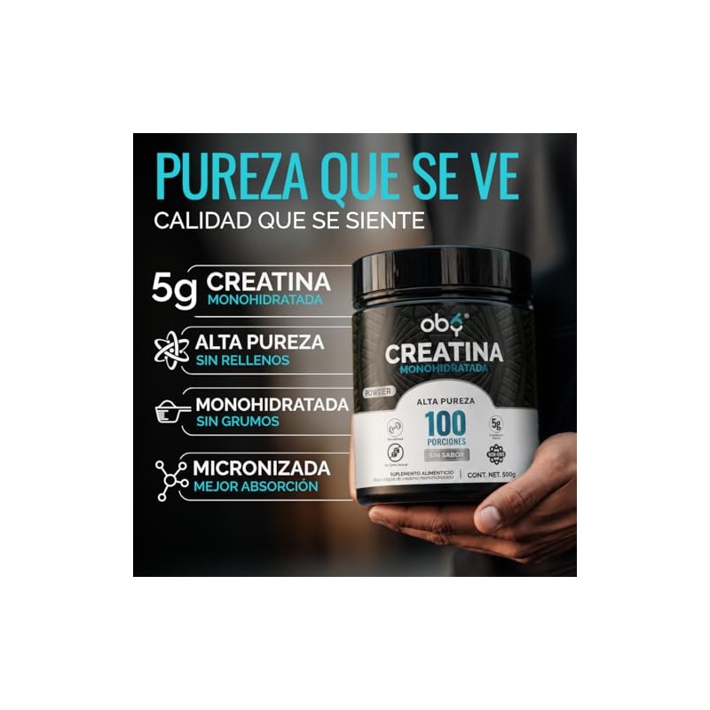 Oby Creatina Monohidratada Micronizada en Polvo | 100% Alta Pureza