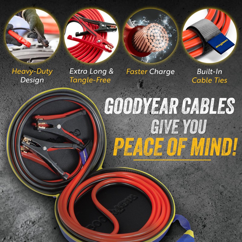 GOODYEAR Heavy Duty Jumper Cables for Car Battery – 4