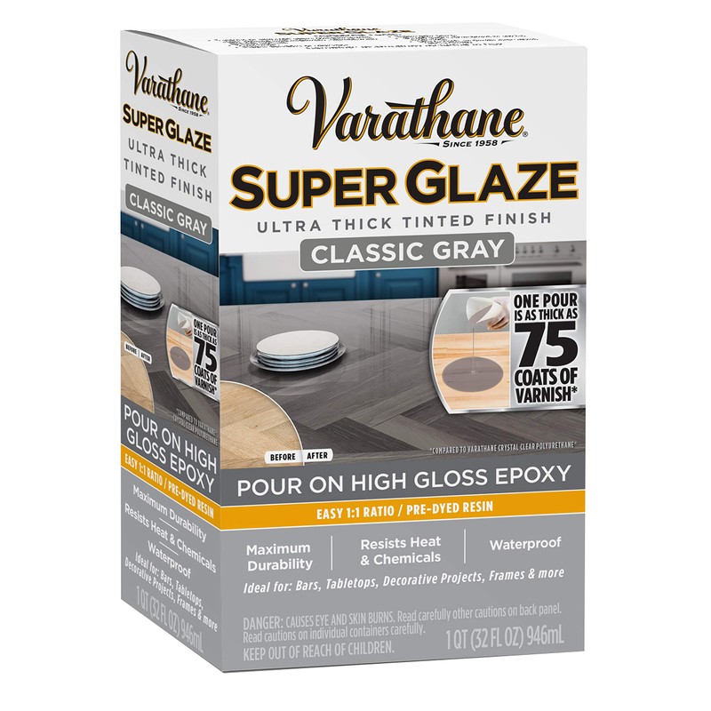Varathane 363903 Super Glaze Pour-On High Gloss Epoxy, Quart, Classic