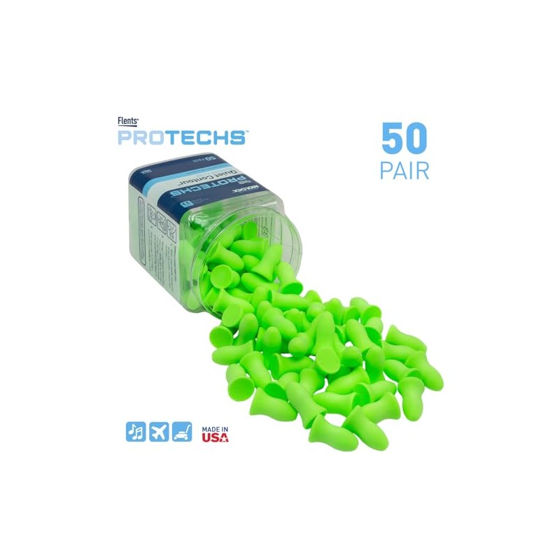 Flents - Tapones para los oídos, Verde, 50 Pair