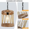 ZOLUVINA Farmhouse Woven Pendent Lights, 8.6'' Rustic Wooden Pendant Lamp