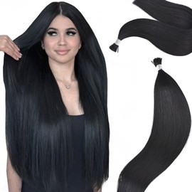 Itip Human Hair Extensions I Tip Hair Extensions Human Hair 50g 18inch(#1) Natural Black Itip Hair Extensions I Tips Hair Extensions Real Human Hair Cold Fusion Itip Hair Extensions