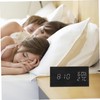 ABOOFAN Wooden LED Alarm Clock with Sound Control Temperature Humidity