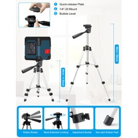 Laser Level, RockSeed Cross Line Laser with Self-Leveling, Vertical and Horizontal Line, Rotatable 360 Degree, Carrying Pouch, Battery Included (Green with27 inch Tripod)