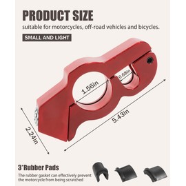 RACOONA Motorcycle Lock,Motorcycle Accessories Car Accessories Motorcycle Locks Anti Theft,Heavy Duty,Adjustable Bike Handlebar Lock to Protect Motorcycle (Red)