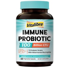 Vitalibre Immune Probiotics & Prebiotics for Women & Men, Immune Support Supplement, Supports Digestive Health, Gut Immune Function, Nutrient Absorption, 60 Capsules