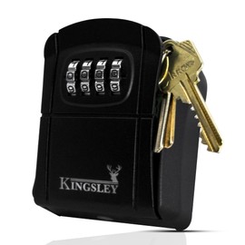 Kingsley QCH-807 Key Storage Box, Wall Mounted, Resettable Code, Water Resistant Realtor Key Lock Box for AirBnB, Spare Keys, Home, Apartment