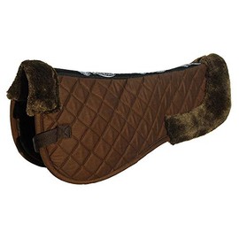 Rhinegold Cotton Horse Riding Saddle Pad - Luxury Equestrian Cotton Pad Saddle with Faux Fur, Trimmed Edges & Girth Replacement Straps. Horse Equipment - Numnahs for Horses & Ponies
