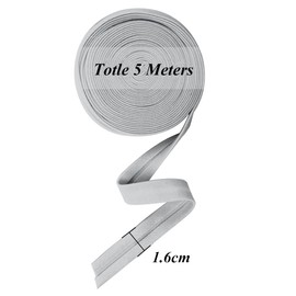 Sctmda Cotton Bias Binding Elastic Edging Tape for Sewing, Cotton Bias Tape, Cotton Tape, Wide Textile Tape, Bezel Fold, 16 mm x 5 m, Grey for DIY Sewing