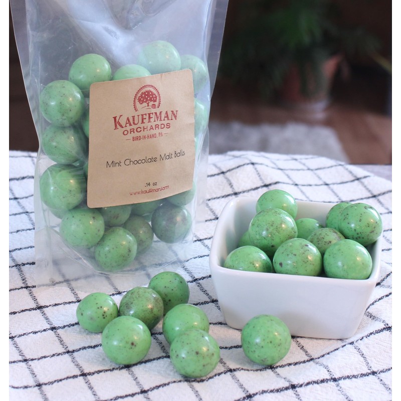 Kauffman Orchards Green Mint Chocolate Malt Balls, 14 Ounce Bag