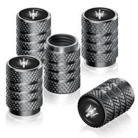 ARKOSKNIGHT 5 Pack Tire Valve Stem Caps,Textured Design Decorative,Aluminum Corrosion Resistant Car Tire Valve Stem Cap,Leak-Proof Tire Air Cap Compatible with Car Wheel Accessories(Maseratti Gray)