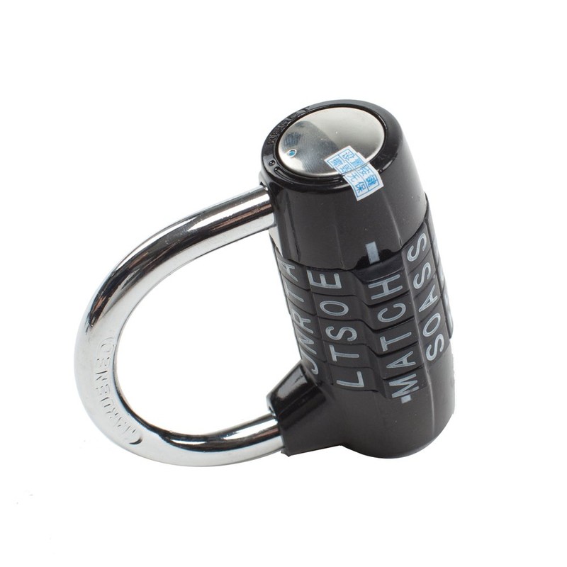 Black Gym Lock - 5 Letter Word & 5 Digit