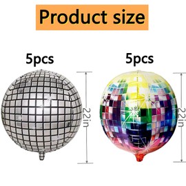 BJAINGEXK 10 Disco balloons 22 "4D large disco ball Metallic silver disco ball and colored disco ball, Birthday party Dance party Disco themed party decoration supplies