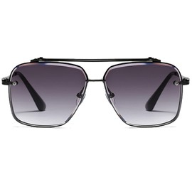 VIA LEECA Trendy Square Aviator Sunglasses Men Women Vintage Metal Gradient Black Grey Sun Glasses for Summer Beach Driving Fishing