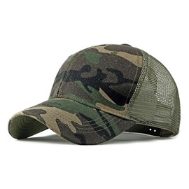 AXIAO Mesh Cap, Men's Camouflage Baseball Cap, Summer, Cool, Breathable, Adjustable Hat, camouflage army green, 55.0-60.0 cm