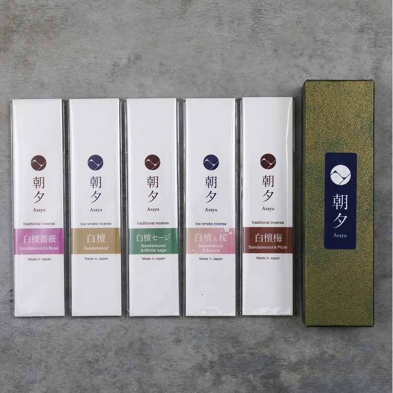 Asayu Japan Natural Incense Sticks Assortment, Set of 5, Made