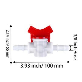 AUXBC 3/8-Inch Drip Irrigation Barbed Valve, Drip Line Ball Valve Shut-Off Plastic Switch Hose Connectors, Drip Irrigation Tubing Parts for Drip Irrigation and Aquariums White, 2PCS