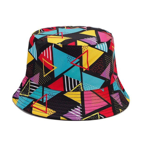 Quanhaigou Triangle Printed Bucket Hats Unisex Summer Travel Beach Fisherman
