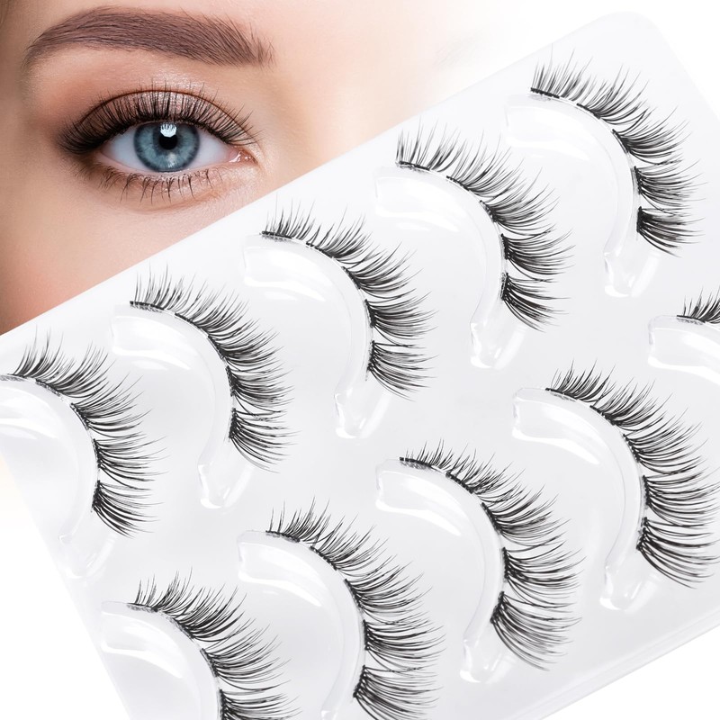 Natural Clear Band False Eyelashes Wispy Faux Mink Lashes Cat