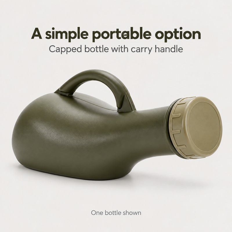 Lightweight Portable Plastic Urinal Bottle with Cap for Men, Travel,