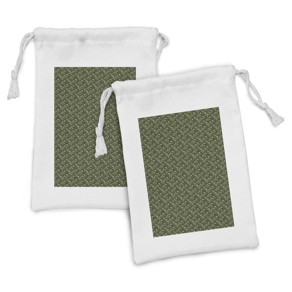 Ambesonne Floral Fabric Pouch Set of 2, Cactus with Flower