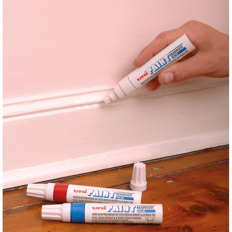 uni-ball 182213 - Lackmarker Paint PX-30 mit Keilspitze, silber