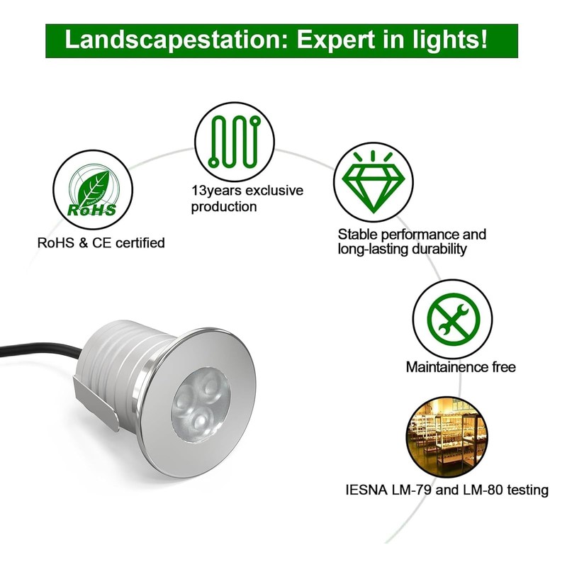 Landscapestation LED Underwater Pool Lights - 4 Packs, 3W 12V-24V