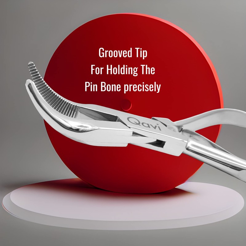 Fish Bone Pliers/Tweezers Curved, High Grade Stainless Steel Polished (17cm)