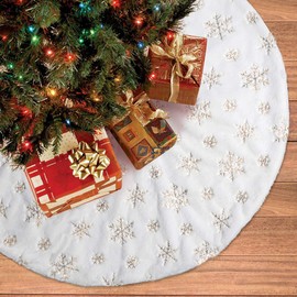 LOMOHOO Christmas Tree Skirt,Burlap Tree Skirts with Red and Black Plaid Border Embroidered Rustic Truck and Tree Large Holiday Home Decorations Xmas Ornaments(Plaid Car, 48 inches/122cm)
