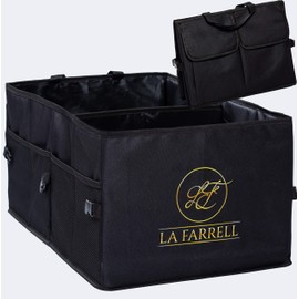 La Farrell Kofferraumtasche, Auto Organizer, Autobox, Kofferraum Organizer, Autotasche, Kofferraumorganisator, Utensilientasche, schwarz und faltbar für PKW, SUV, den Einkauf, Camping und Picknick