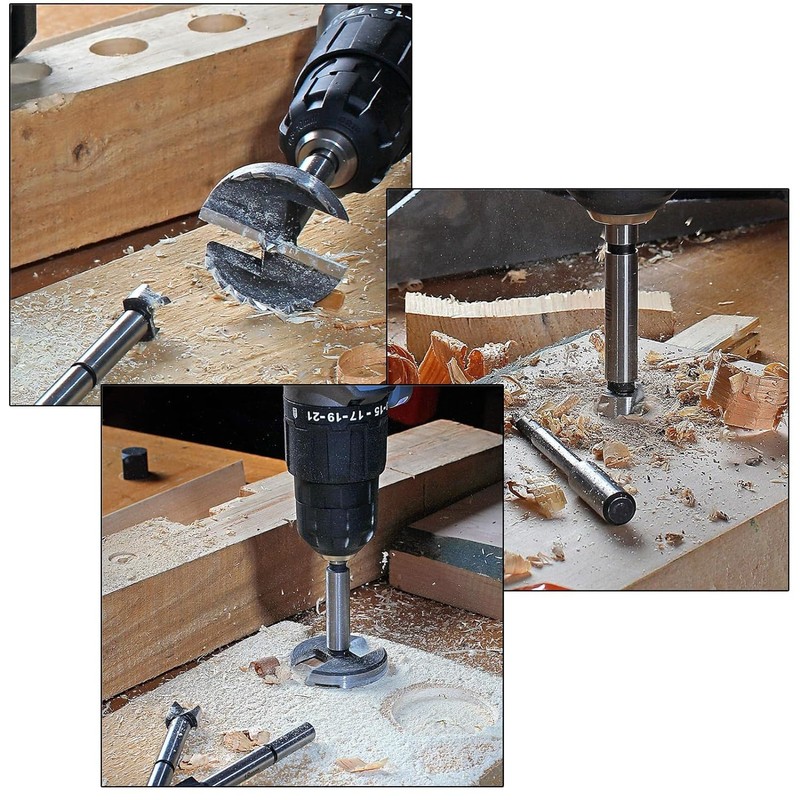 Forstner Drill Bit Set 5pcs Diameter 15/20/25/30/35mm Round Shank with