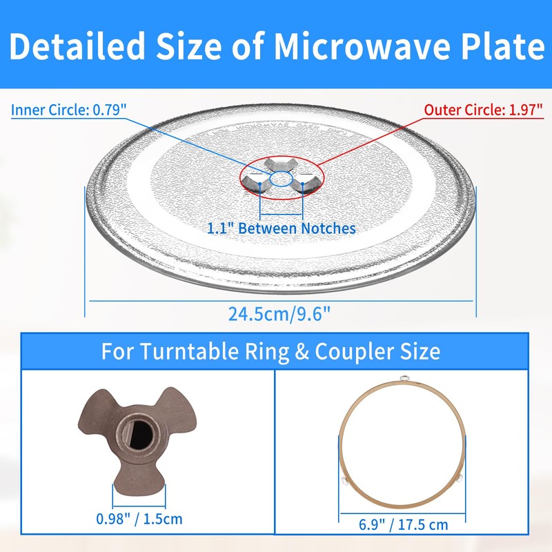 9.6" Microwave Plate Replacement Microwave Glass Turntable Plate for LG,