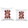 Christmas Sloth mistletoe red plaid pattern Throw Pillow, 16x16, Multicolor