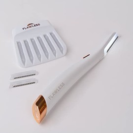 Finishing Touch Flawless Finishing Touch Flawless Dermaplane Glo Lighted Facial Exfoliator - Non-Vibrating and Includes 6 Replacement Heads, White/Rose Gold