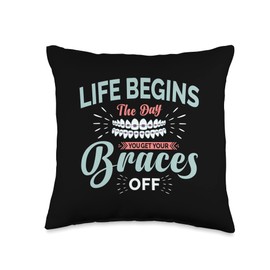 Braces Dental Orthodontic Colors Teeth Brush Assistant Throw Pillow