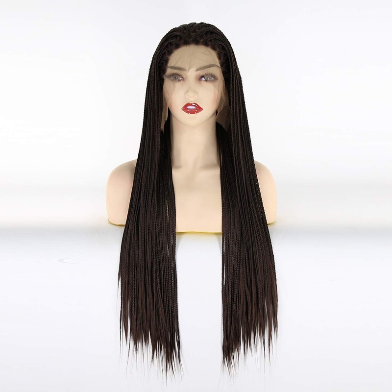BTWTRY Dark Brown Micro Braided Synthetic Lace Front Braid Wig