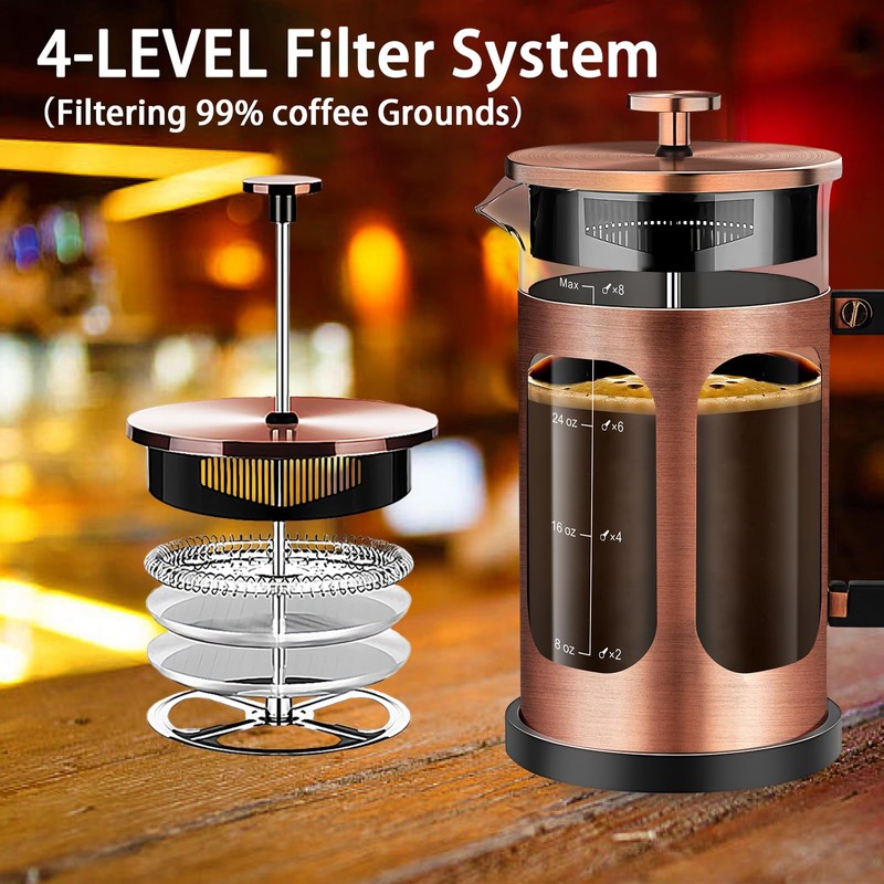 YMMIND French Press Coffee Maker (34oz 1Quart 5-6Cup) Coffee Press,