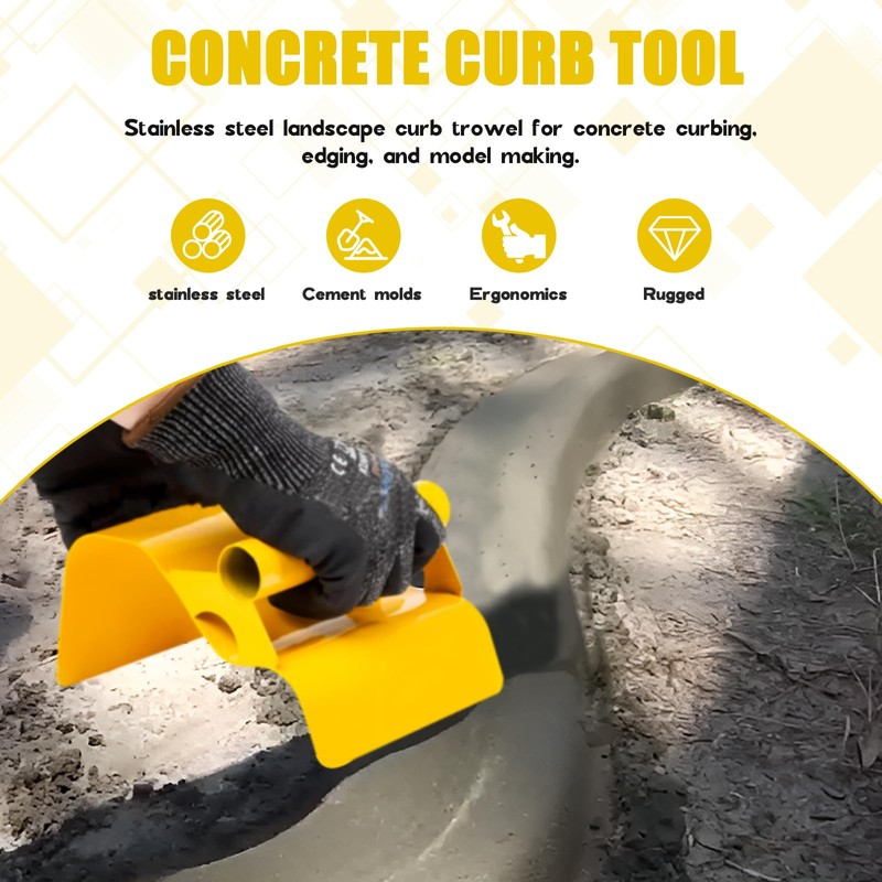 Pcmursal Concrete Curb Trowel, Curb Tool for Concrete Edging, Concrete