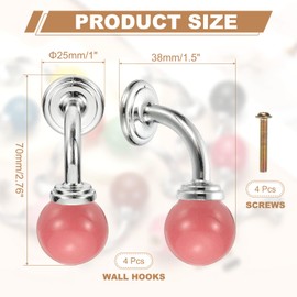 uxcell 4 Pcs Wall Hooks, Ceramic Drawer Door Cabinet Single Hook Handle Shoe Cabinets Wardrobe Door Hooks Handles for Hanging Clothes Keys Hats Backpacks, Pink