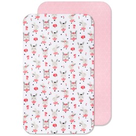 Lovely Hippo 2 x Fitted Sheets 80 x 160 cm 100% Cotton - Set 2X - House Bed 80 x 160 cm Compatible (Dancer Pink, 80 x 160 cm)