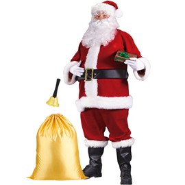 ZIW 11pcs Santa Claus Costume for Men Deluxe Adults Santa Suit Christmas Xmas Santa Outfit ZW015A-XXL