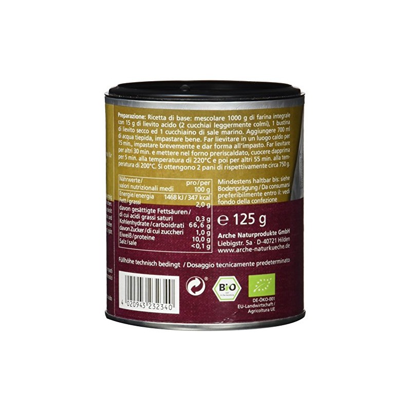 Arche Natural Sourdough 125 g Organic Baking Ingredient, Pack of